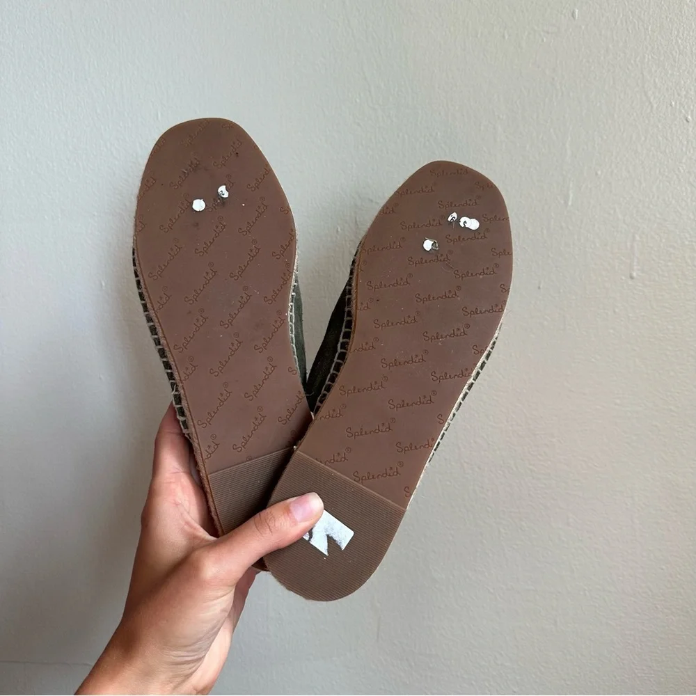 Splendid Olive Green Suede Espadrille Slide Sandals